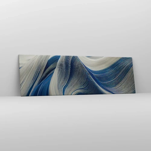 Quadro em tela - A fluidez do azul e do branco - 160x50 cm