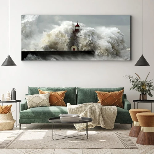 Quadro em tela - A ira do oceano - 100x40 cm