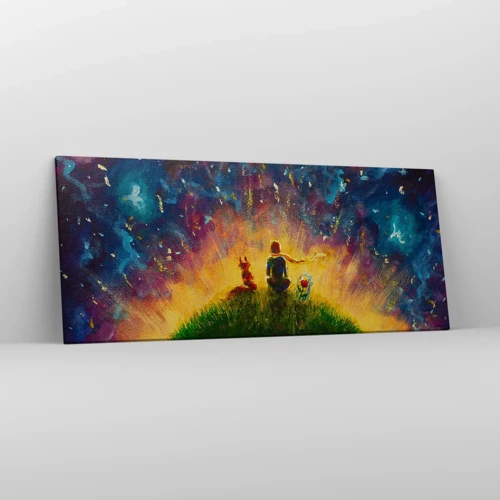 Quadro em tela - Amor e amizade - o mundo inteiro - 120x50 cm