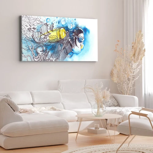 Quadro em tela - Azul Infinito - 100x40 cm