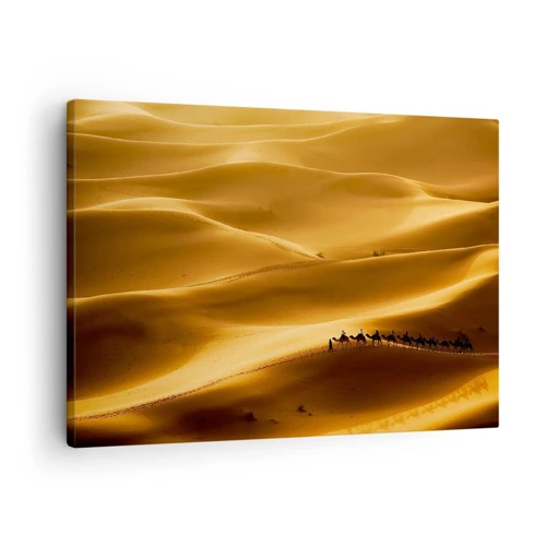 Quadro em tela - Caravana nas ondas do deserto - 70x50 cm