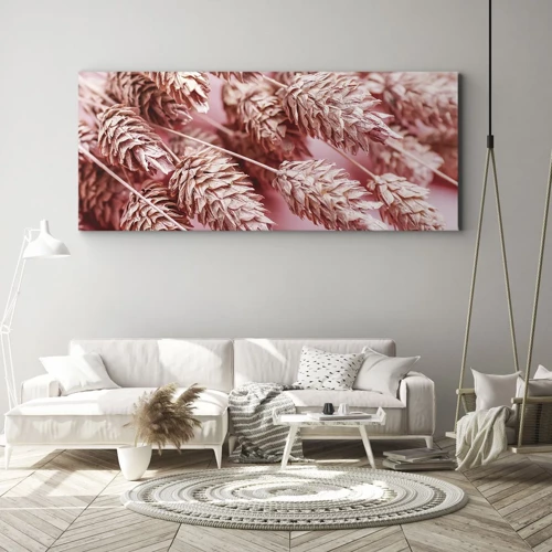 Quadro em tela - Cascata floral em rosa - 100x40 cm