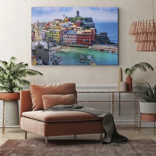 Quadro em tela - Cidade mágica mediterrânea - 70x50 cm