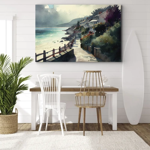 Quadro em tela - Cidade mediterrânea - 70x50 cm