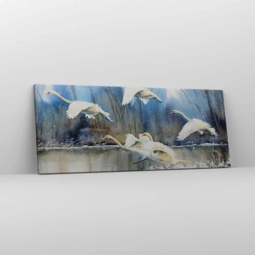 Quadro em tela - Como no conto de fadas sobre cisnes selvagens - 100x40 cm