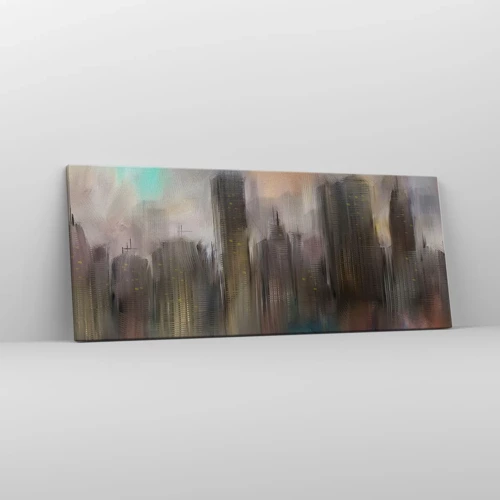 Quadro em tela - Composição de aço, pedra e névoa - 100x40 cm