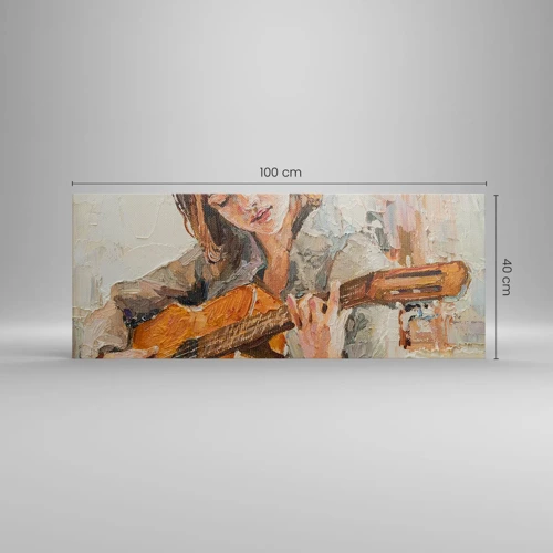 Quadro em tela - Concerto de violão e coração de rapariga - 100x40 cm