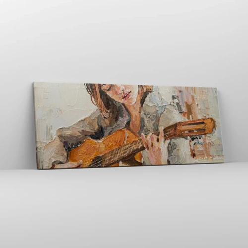 Quadro em tela - Concerto de violão e coração de rapariga - 100x40 cm