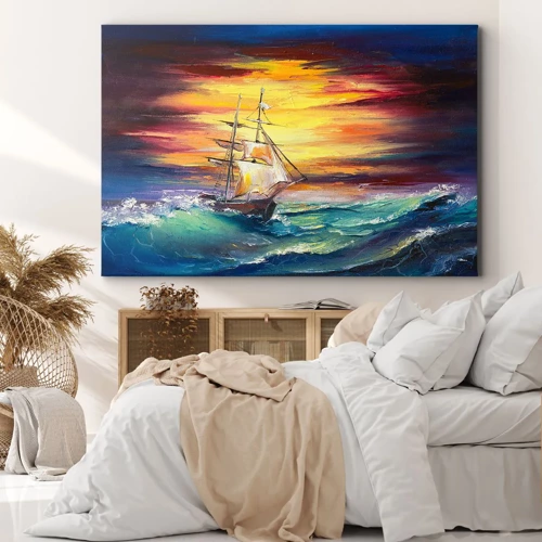 Quadro em tela - Corajosamente contra as ondas - 70x50 cm