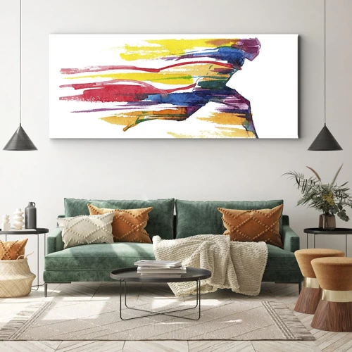 Quadro em tela - Correndo pelo arco-íris - 100x40 cm