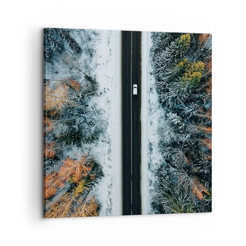 Quadro em tela - Cortar a floresta no inverno - 60x60 cm