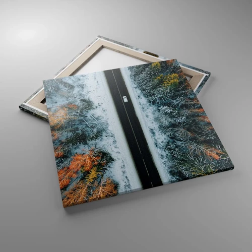 Quadro em tela - Cortar a floresta no inverno - 60x60 cm