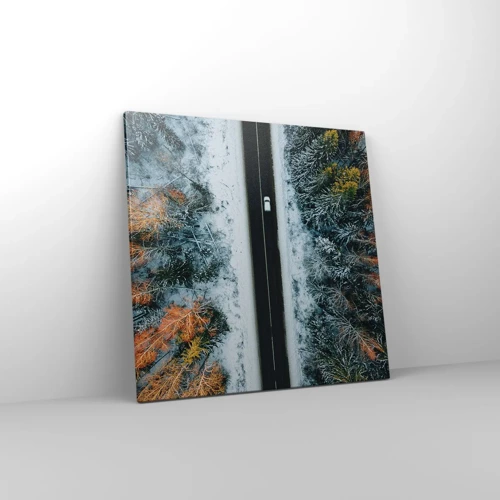 Quadro em tela - Cortar a floresta no inverno - 60x60 cm