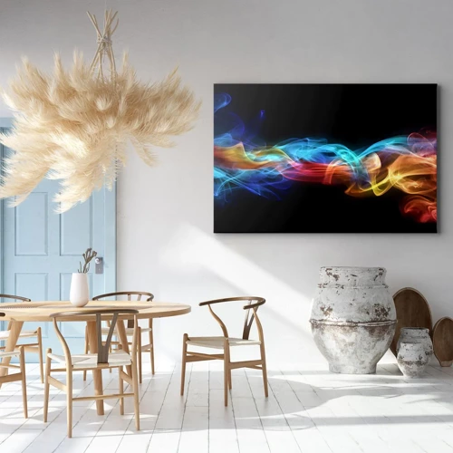 Quadro em tela - Dança da névoa em arco-íris - 70x50 cm