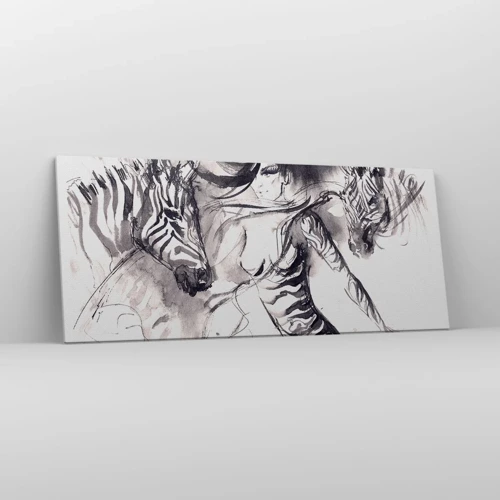 Quadro em tela - Dançando com as zebras - 120x50 cm