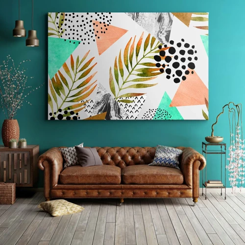Quadro em tela - Decoração em folha de palmeira - 70x50 cm