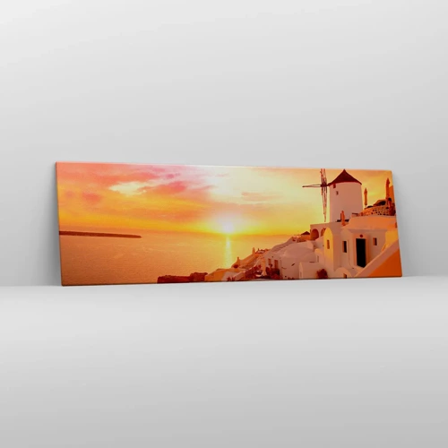 Quadro em tela - Derreter em branco e ouro - 160x50 cm