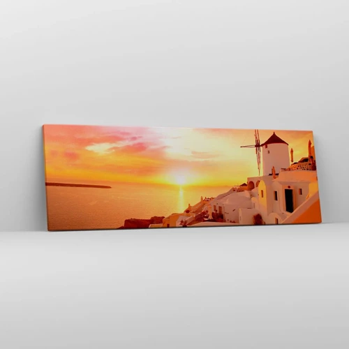 Quadro em tela - Derreter em branco e ouro - 90x30 cm