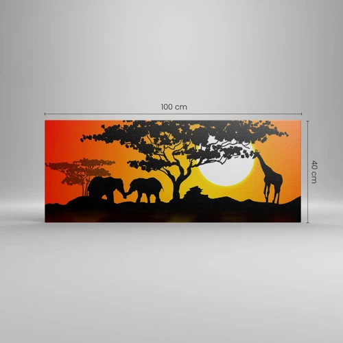 Quadro em tela - Encontro na savana - 100x40 cm