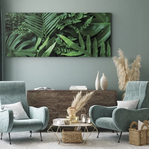 Quadro em tela - Envolto em verde - 100x40 cm