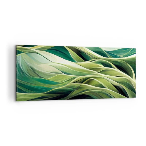 Quadro em tela - Jogo verde abstrato - 100x40 cm