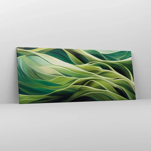 Quadro em tela - Jogo verde abstrato - 120x50 cm