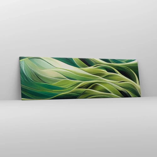 Quadro em tela - Jogo verde abstrato - 160x50 cm