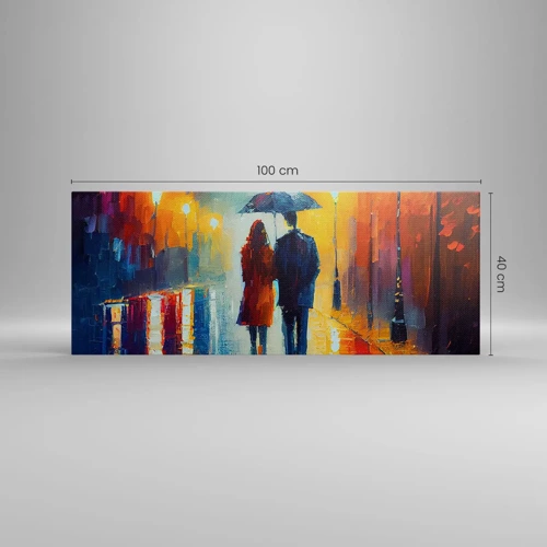 Quadro em tela - Juntos – uma noite colorida - 100x40 cm