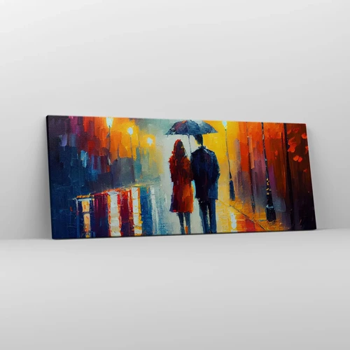 Quadro em tela - Juntos – uma noite colorida - 100x40 cm