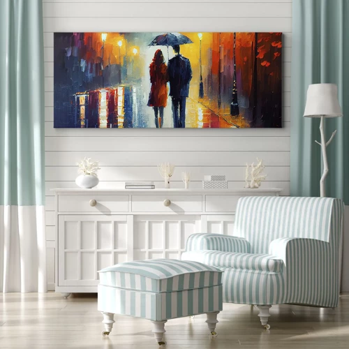 Quadro em tela - Juntos – uma noite colorida - 100x40 cm