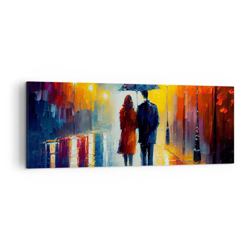 Quadro em tela - Juntos – uma noite colorida - 140x50 cm