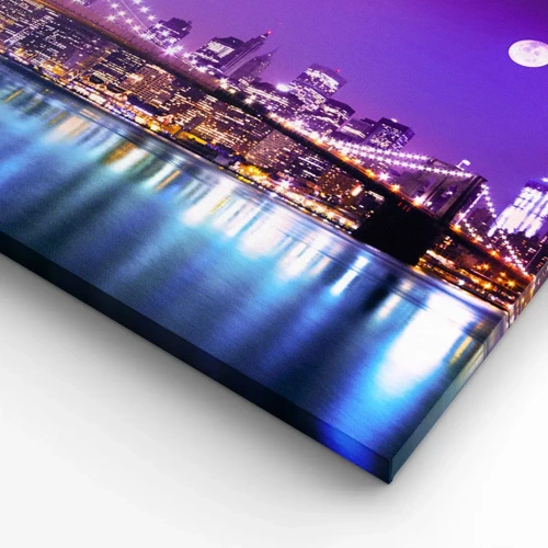 Quadro em tela - Luzes de uma grande cidade em roxo - 120x50 cm