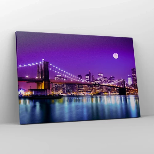 Quadro em tela - Luzes de uma grande cidade em roxo - 120x80 cm