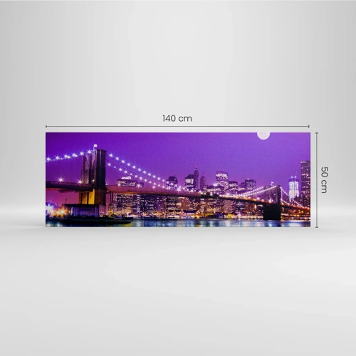 Quadro em tela - Luzes de uma grande cidade em roxo - 140x50 cm