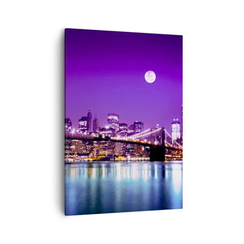 Quadro em tela - Luzes de uma grande cidade em roxo - 50x70 cm