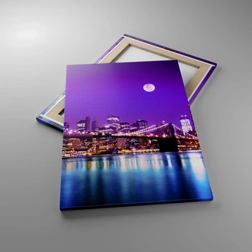 Quadro em tela - Luzes de uma grande cidade em roxo - 50x70 cm