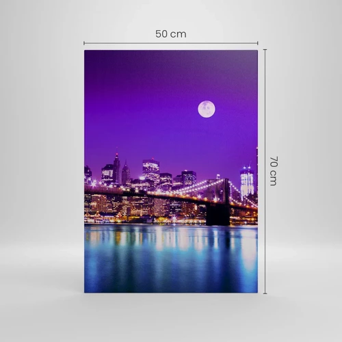 Quadro em tela - Luzes de uma grande cidade em roxo - 50x70 cm