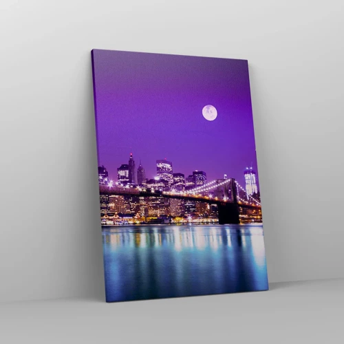 Quadro em tela - Luzes de uma grande cidade em roxo - 50x70 cm