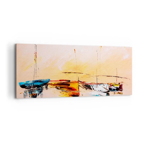 Quadro em tela - Noite na marina - 100x40 cm