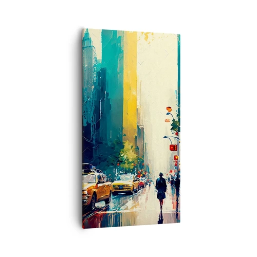 Quadro em tela - Nova York – até a chuva é colorida aqui - 55x100 cm