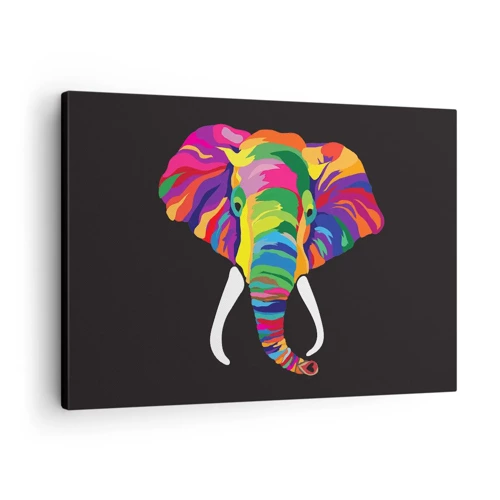 Quadro em tela - O elefante que adorava banhar-se no arco-íris - 70x50 cm