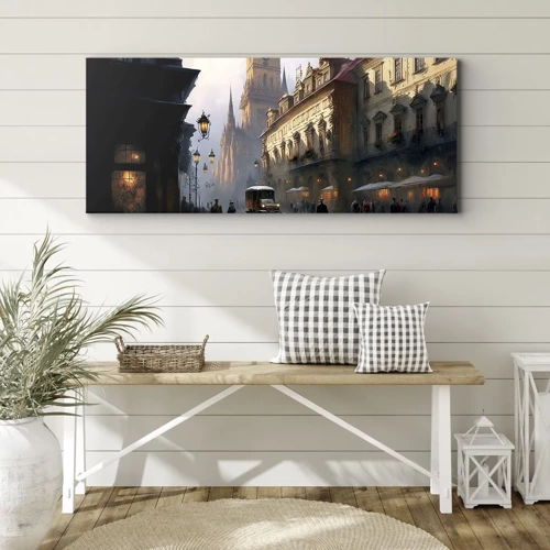 Quadro em tela - O encanto de uma noite em Praga - 100x40 cm