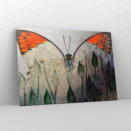 Quadro em tela - Onde a borboleta se esconde na relva - 100x70 cm