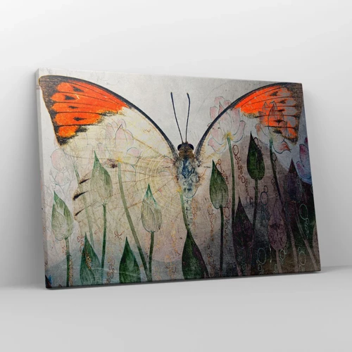 Quadro em tela - Onde a borboleta se esconde na relva - 70x50 cm