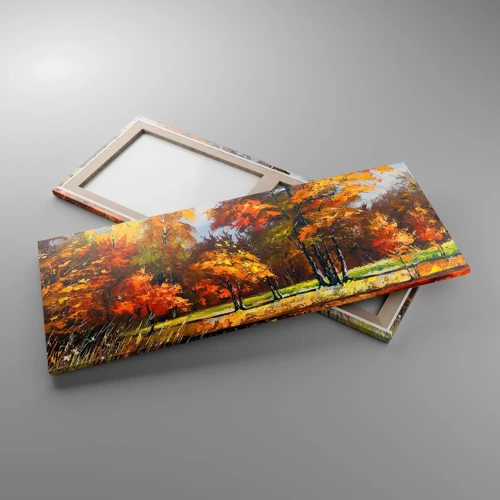 Quadro em tela - Paisagem em ouro e bronze - 100x40 cm