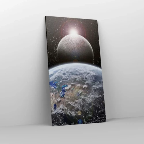 Quadro em tela - Paisagem espacial - o nascer do sol - 65x120 cm