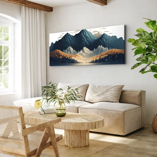 Quadro em tela - Paisagem montanhosa perfeita - 100x40 cm