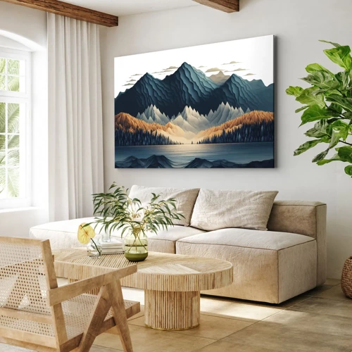 Quadro em tela - Paisagem montanhosa perfeita - 70x50 cm