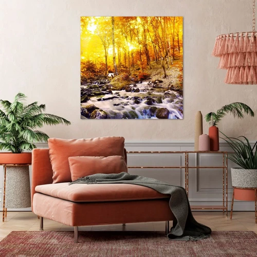 Quadro em tela - Pedras emolduradas em ouro e platina - 50x50 cm