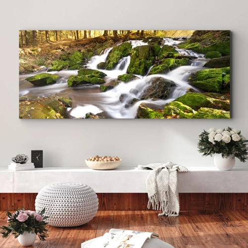 Quadro em tela - Pela floresta de outono - 100x40 cm